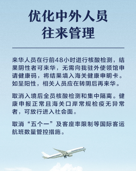 优化中外人员往来管理，有序恢复中国公民出境旅游